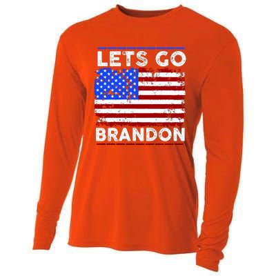 Lets Go Brandon USA Flag LGB United States Cooling Performance Long Sleeve Crew