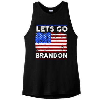 Lets Go Brandon USA Flag LGB United States Ladies PosiCharge Tri-Blend Wicking Tank