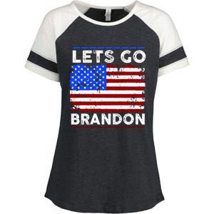 Lets Go Brandon USA Flag LGB United States Enza Ladies Jersey Colorblock Tee