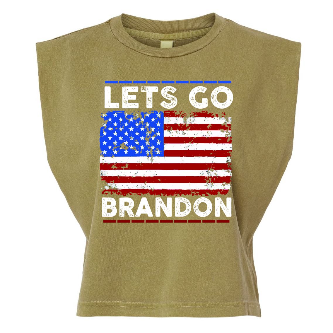 Lets Go Brandon USA Flag LGB United States Garment-Dyed Women's Muscle Tee