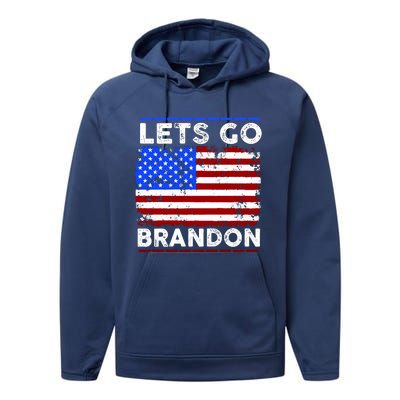 Lets Go Brandon USA Flag LGB United States Performance Fleece Hoodie