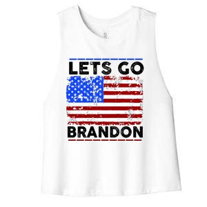 Lets Go Brandon USA Flag LGB United States Women's Racerback Cropped Tank