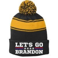 Let's Go Brandon Lets Go Brandon Lets Go Brandon Let's Go Brandon Stripe Pom Pom Beanie