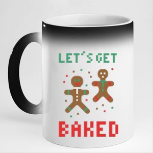 Let's Get Baked Gingerbread Cookie Funny Christmas 11oz Black Color Changing Mug