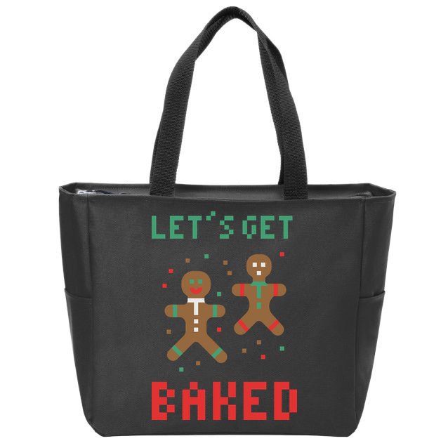 Let's Get Baked Gingerbread Cookie Funny Christmas Zip Tote Bag