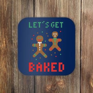 Let's Get Baked Gingerbread Cookie Funny Christmas Coaster