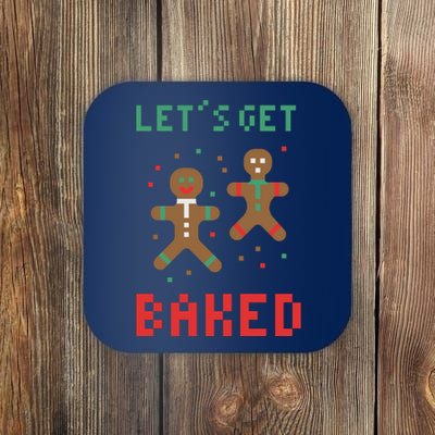 Let's Get Baked Gingerbread Cookie Funny Christmas Coaster