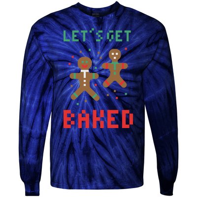 Let's Get Baked Gingerbread Cookie Funny Christmas Tie-Dye Long Sleeve Shirt