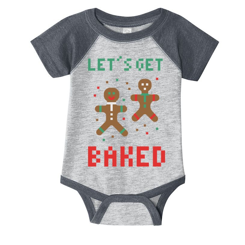 Let's Get Baked Gingerbread Cookie Funny Christmas Infant Baby Jersey Bodysuit