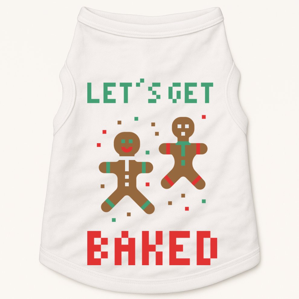 Let's Get Baked Gingerbread Cookie Funny Christmas Doggie Tank