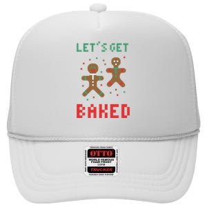 Let's Get Baked Gingerbread Cookie Funny Christmas High Crown Mesh Back Trucker Hat