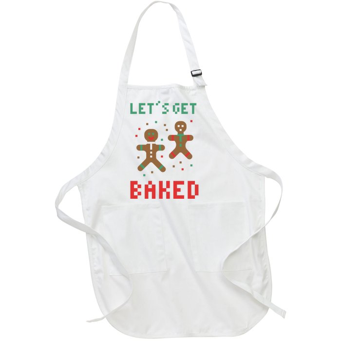 Let's Get Baked Gingerbread Cookie Funny Christmas Full-Length Apron With Pockets