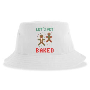 Let's Get Baked Gingerbread Cookie Funny Christmas Sustainable Bucket Hat