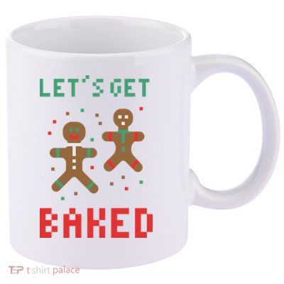 Let's Get Baked Gingerbread Cookie Funny Christmas 11oz C Handle Ceramic Mug