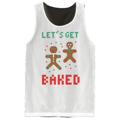 Let's Get Baked Gingerbread Cookie Funny Christmas Mesh Reversible Basketball Jersey Tank