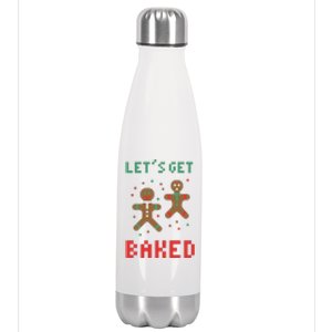 Let's Get Baked Gingerbread Cookie Funny Christmas Stainless Steel Insulated Water Bottle