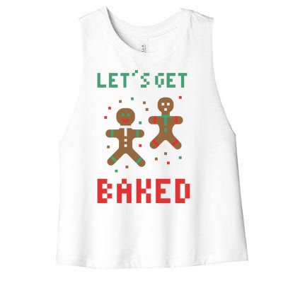 Let's Get Baked Gingerbread Cookie Funny Christmas Women's Racerback Cropped Tank