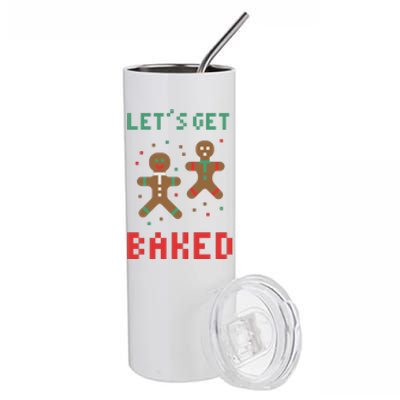 Let's Get Baked Gingerbread Cookie Funny Christmas Stainless Steel Tumbler