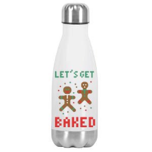 Let's Get Baked Gingerbread Cookie Funny Christmas Stainless Steel Insulated Water Bottle