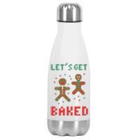 Let's Get Baked Gingerbread Cookie Funny Christmas Stainless Steel Insulated Water Bottle