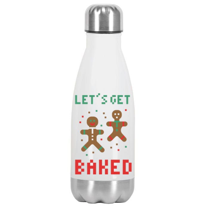 Let's Get Baked Gingerbread Cookie Funny Christmas Stainless Steel Insulated Water Bottle