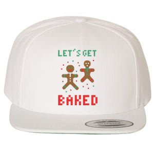 Let's Get Baked Gingerbread Cookie Funny Christmas Wool Snapback Cap