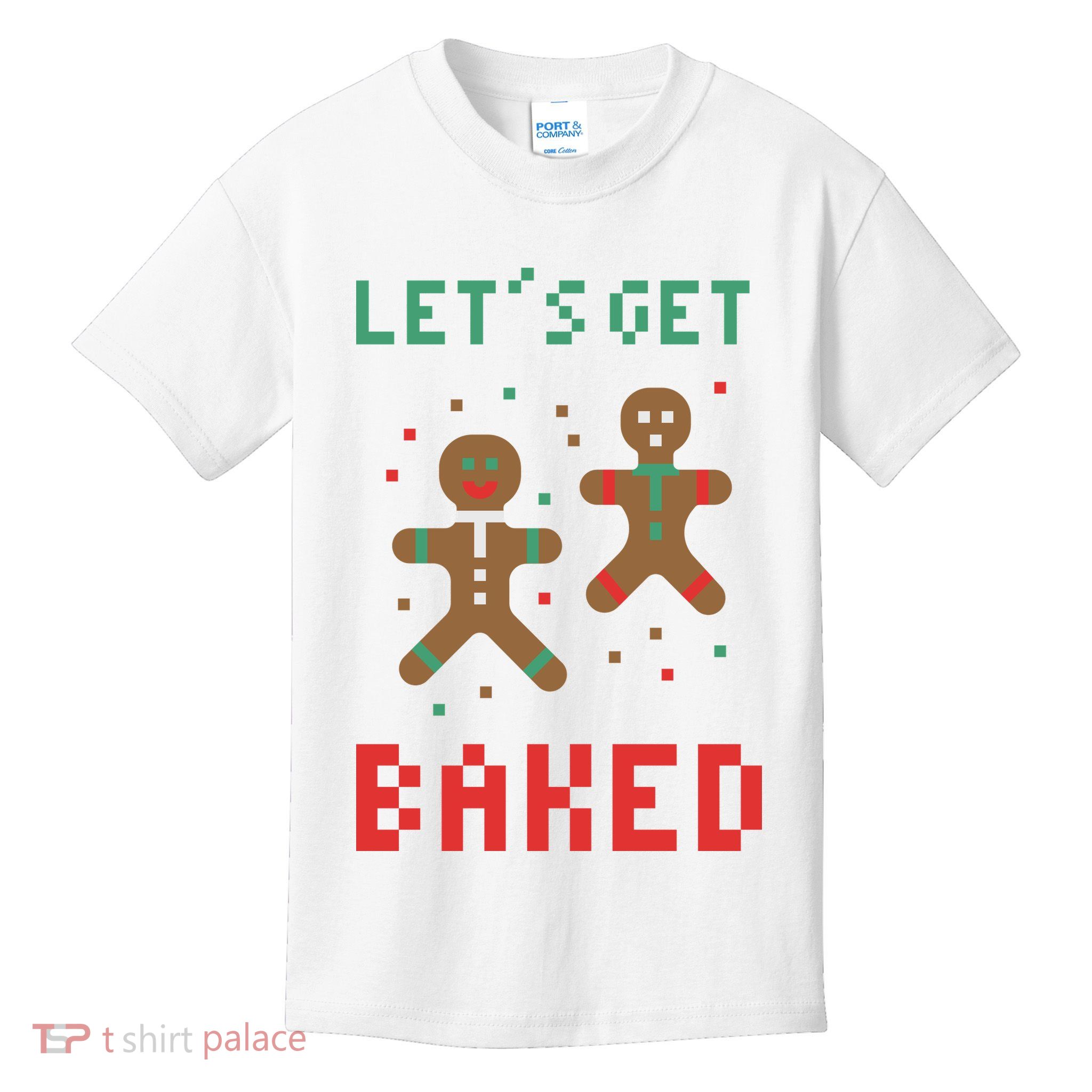 Let's Get Baked Gingerbread Cookie Funny Christmas Kids T-Shirt