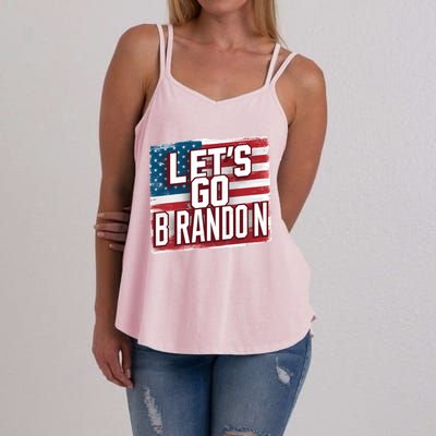 Let’S Go Brandon Conservative Us Flag Gift Women's Strappy Tank