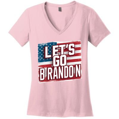 Let’S Go Brandon Conservative Us Flag Gift Women's V-Neck T-Shirt