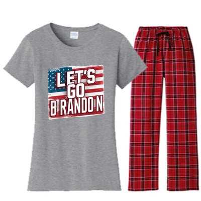 Let’S Go Brandon Conservative Us Flag Gift Women's Flannel Pajama Set