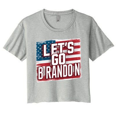 Let’S Go Brandon Conservative Us Flag Gift Women's Crop Top Tee