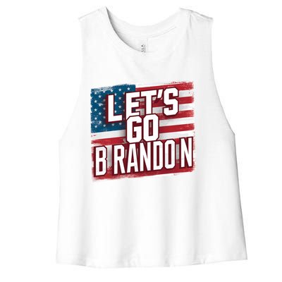 Let’S Go Brandon Conservative Us Flag Gift Women's Racerback Cropped Tank