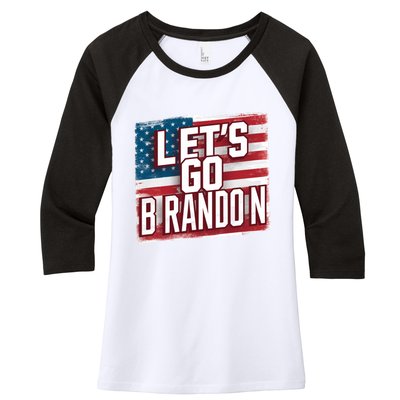 Let’S Go Brandon Conservative Us Flag Gift Women's Tri-Blend 3/4-Sleeve Raglan Shirt