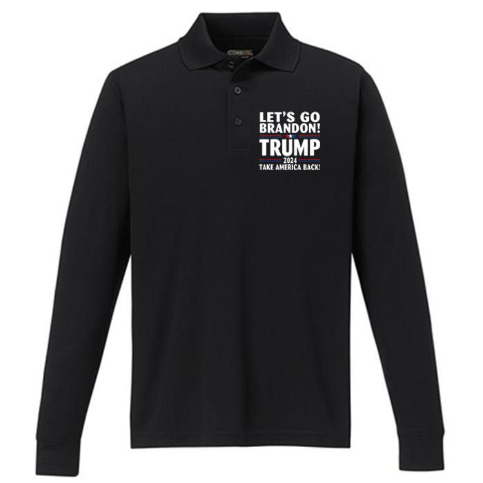 Lets Go Brandon Trump 2024 Take America Back Performance Long Sleeve Polo