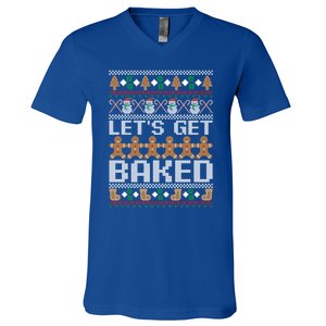 LetS Get Baked Ugly Christmas Gift Holiday Cookie Gift V-Neck T-Shirt