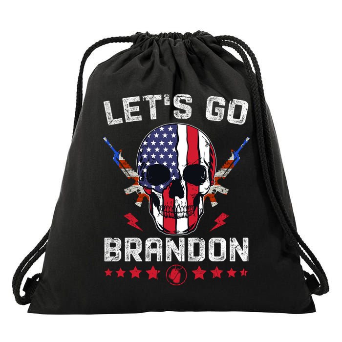 Let's Go Brandon 4th Of July Drawstring Bag