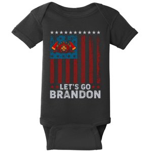 Lets Go Brandon Funny Anti Biden Us Flag Baby Bodysuit