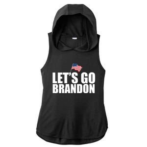 Let's Go Brandon Waving American Flag Ladies PosiCharge Tri-Blend Wicking Draft Hoodie Tank