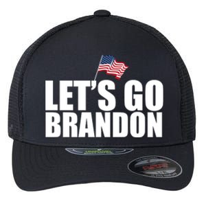 Let's Go Brandon Waving American Flag Flexfit Unipanel Trucker Cap