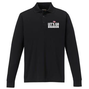 Let's Go Brandon Waving American Flag Performance Long Sleeve Polo