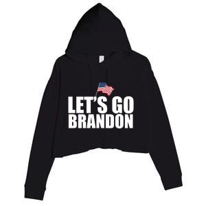 Let's Go Brandon Waving American Flag Crop Fleece Hoodie