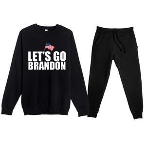 Let's Go Brandon Waving American Flag Premium Crewneck Sweatsuit Set