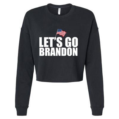 Let's Go Brandon Waving American Flag Cropped Pullover Crew