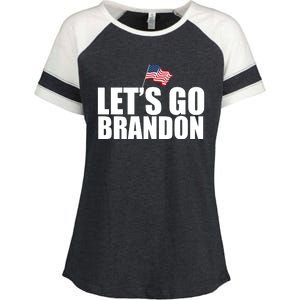 Let's Go Brandon Waving American Flag Enza Ladies Jersey Colorblock Tee