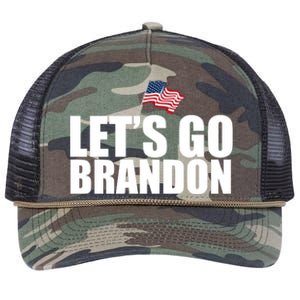 Let's Go Brandon Waving American Flag Retro Rope Trucker Hat Cap