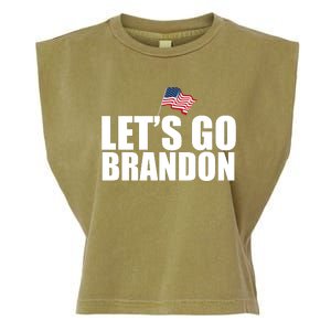 Let's Go Brandon Waving American Flag Garment-Dyed Women's Muscle Tee