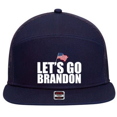 Let's Go Brandon Waving American Flag 7 Panel Mesh Trucker Snapback Hat