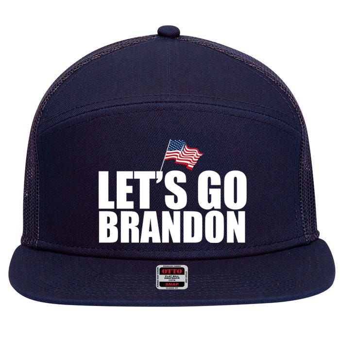 Let's Go Brandon Waving American Flag 7 Panel Mesh Trucker Snapback Hat