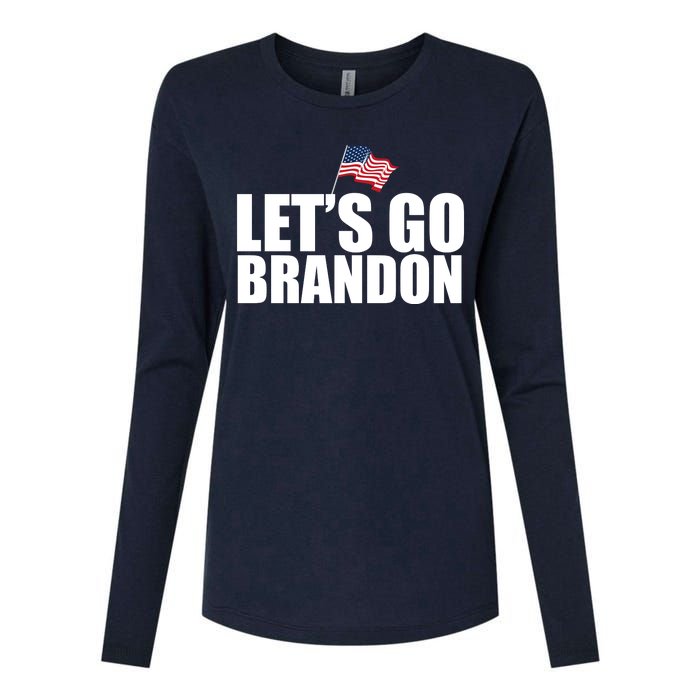 Let's Go Brandon Waving American Flag Womens Cotton Relaxed Long Sleeve T-Shirt