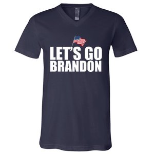 Let's Go Brandon Waving American Flag V-Neck T-Shirt